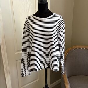 Elizabeth and James Black and White Striped Long Sleeve Top
